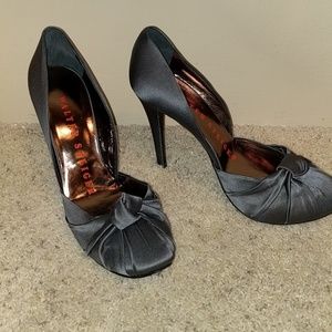 WALTER STEIGER GRAY SATIN EVENING SHOES 39 1/2 New